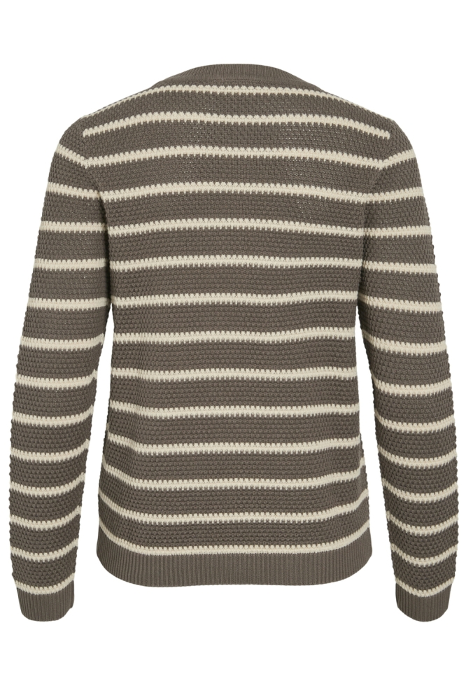 VIDALO O-NECK L/S STRIPE KNIT TOP- 14101685 Falcon/SANDSHELL